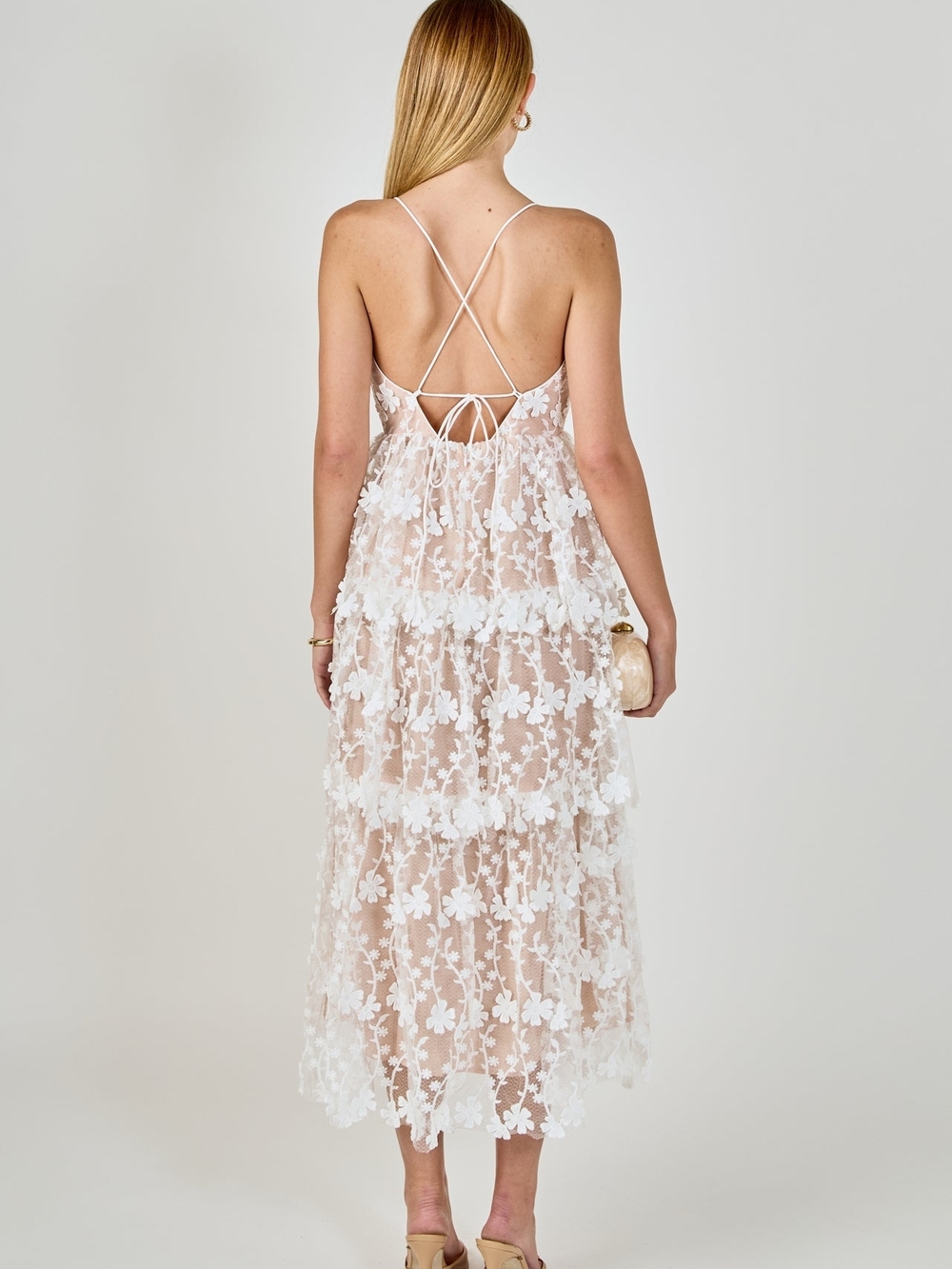 Endless Rose White Floral Lace Tiered Maxi Dress - Picture 3 of 8